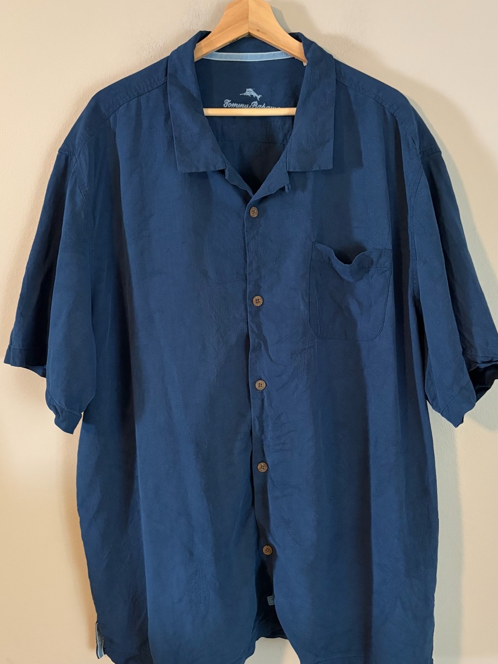 Tommy Bahama Navy Short-Sleeve Button-Up Shirt 3XL silk